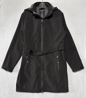 Killtec Coat Womens 10 Black Softshell Hooded Belted Water Resistant Windproof